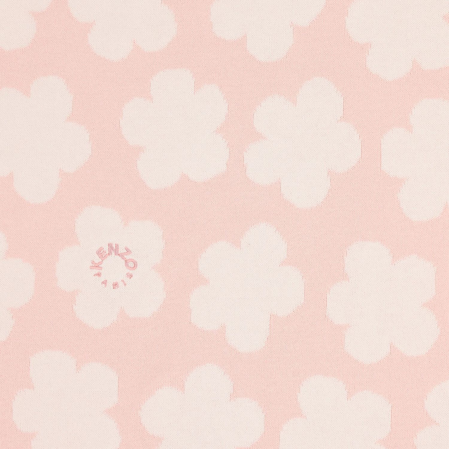 بطانية محبوكة بنقشة باللون زهور وردية للبنات, 1, hi-res