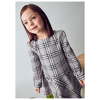 Girls Grey & Red Check Dress