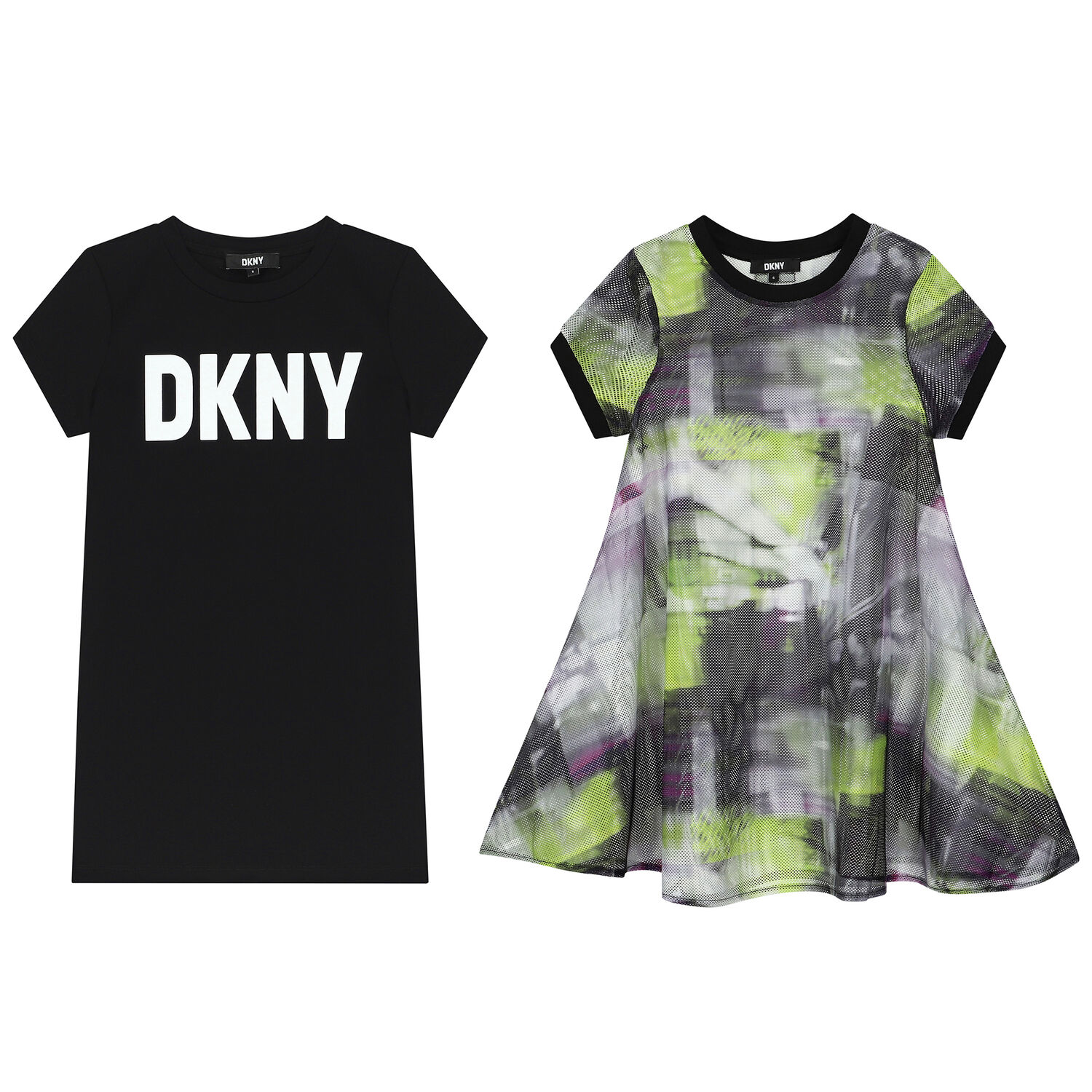 فستان بنات بالشعار2 فى 1 باللون الاخضر والاسود والأرجواني, 1, hi-res image number null