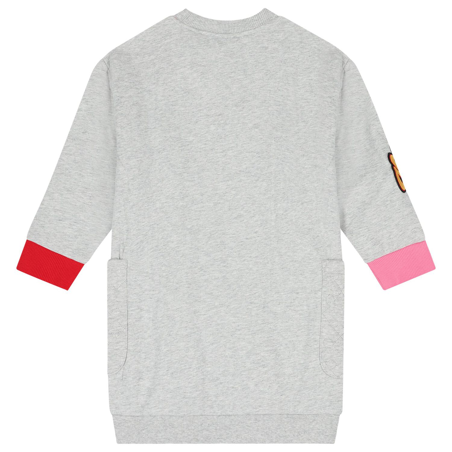 Girls Grey Embroidered Logo Sweatshirt Dress, 1, hi-res