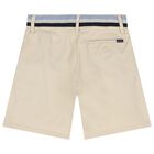 Boys Beige Logo Shorts, 1, hi-res