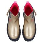Girls Gold Faux Leather Boots, 1, hi-res