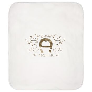 Baby Girls Ivory & Gold Logo Blanket