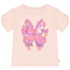 Girls Pink Butterfly Sequin T-Shirt, 1, hi-res
