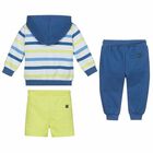 Baby Boys Blue & Neon Green 3-Piece Tracksuit, 1, hi-res