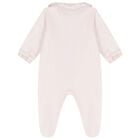 Baby Girls Pink Striped Collar Babygrow, 3, hi-res
