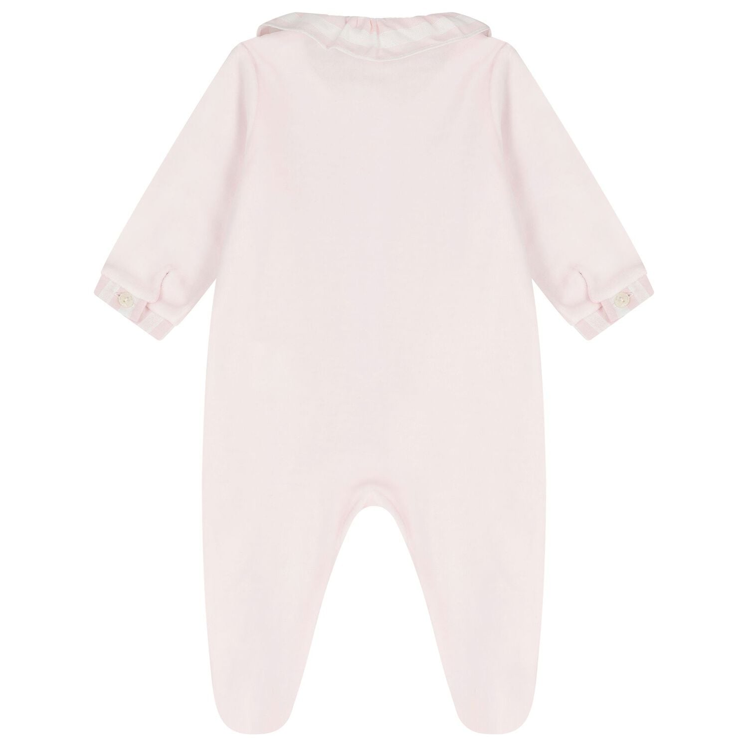 Baby Girls Pink Striped Collar Babygrow, 3, hi-res