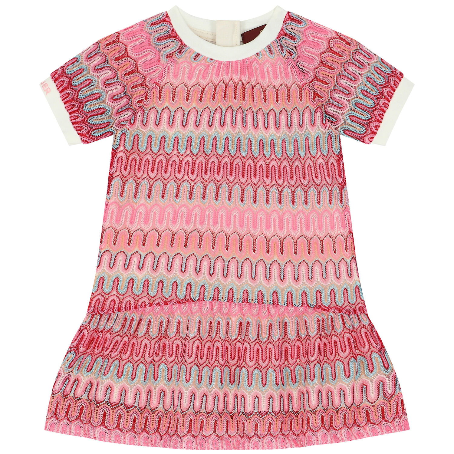 Younger Girls Pink Crochet Lace Dress, 1, hi-res image number null