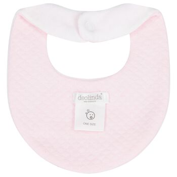 Baby Girls White & Pink Heart Bib