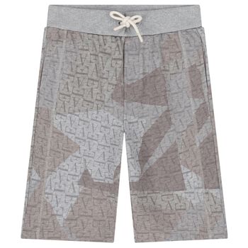 Boys Grey & Beige Logo Shorts