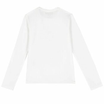 Girls White Logo Long Sleeve Top