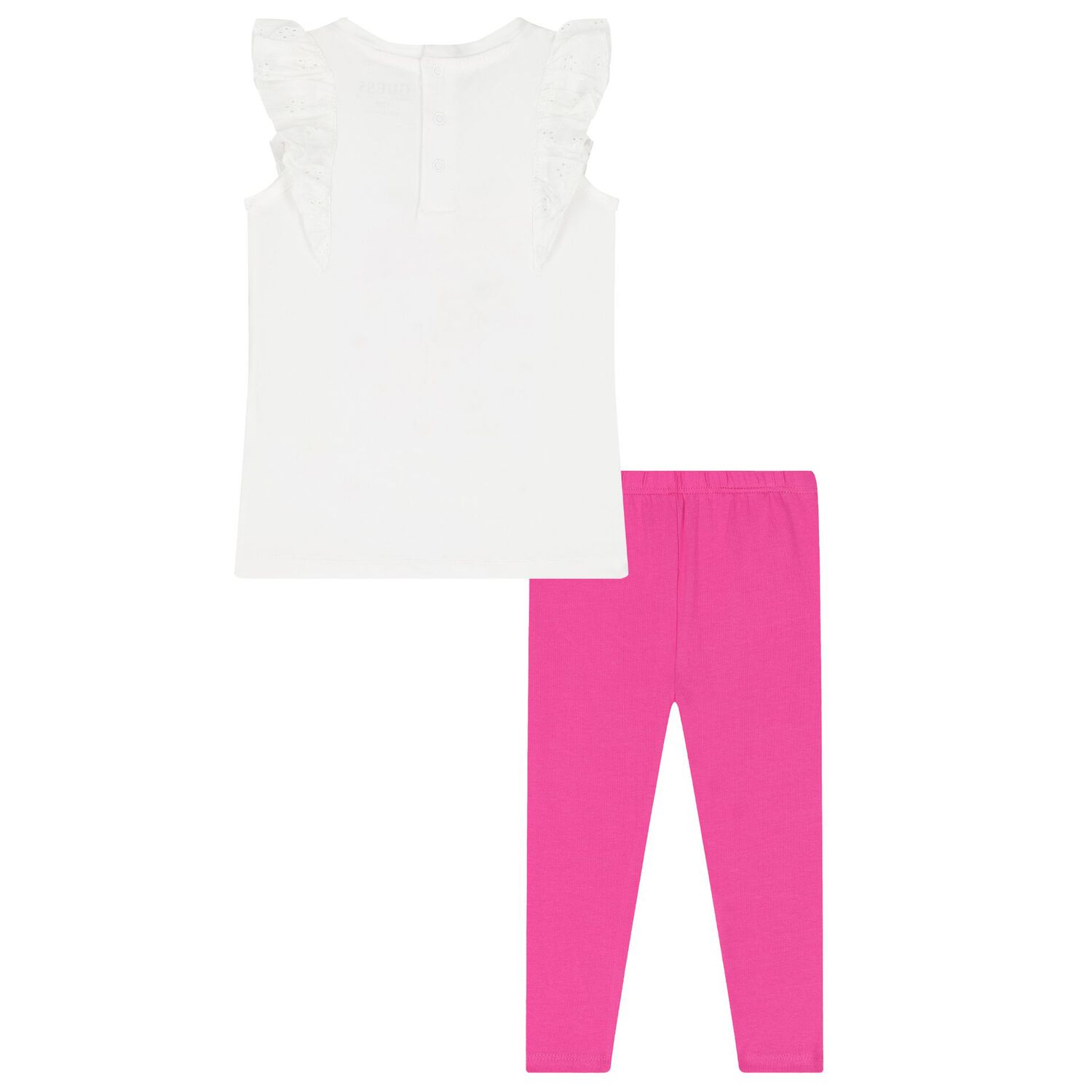 Younger Girls White & Pink Leggings Set, 1, hi-res