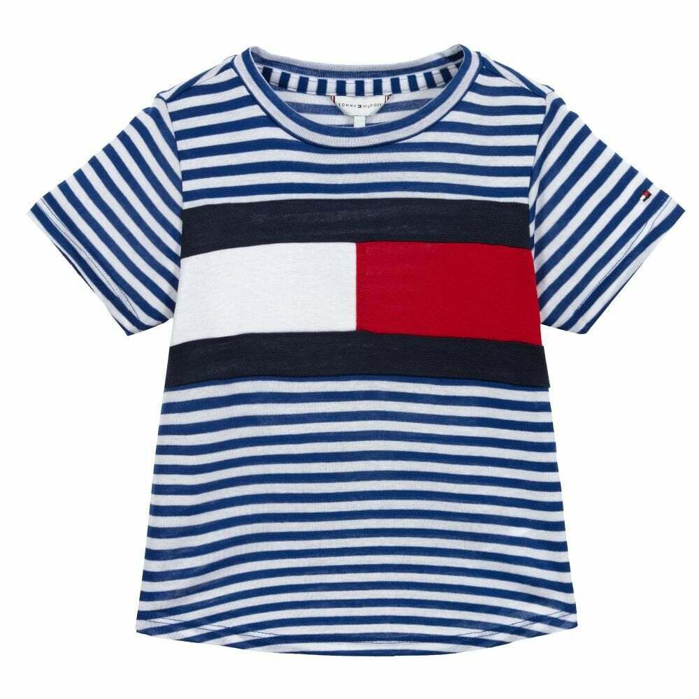 Tommy Hilfiger Blue & White Logo T-Shirt | Junior Couture USA