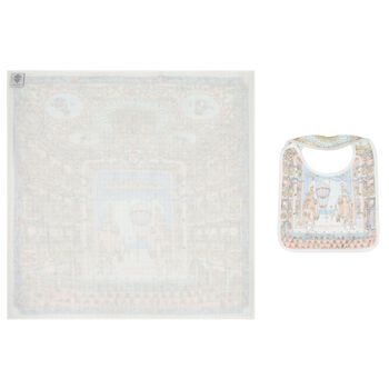Ivory & Blue Ballet de Paris Baby Carr&eacute; Swaddle & Bib Gift Set