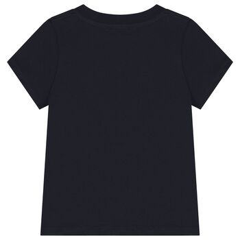 Girls Mini Me Navy Blue Logo T-Shirt