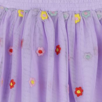 Younger Girls Purple Flower Tulle Skirt