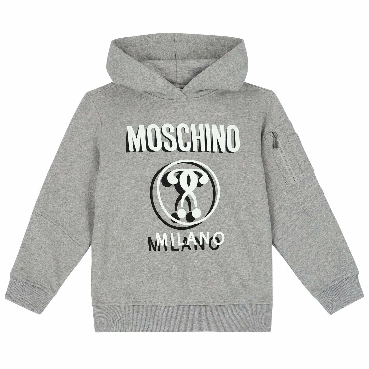 Boys Grey Logo Hooded Top, 1, hi-res image number null