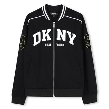 Boys Black Logo Zip Up Top