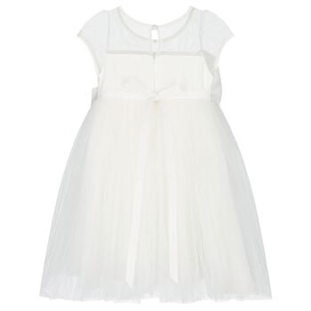 Girls Ivory Oversized Bow Tulle Dress
