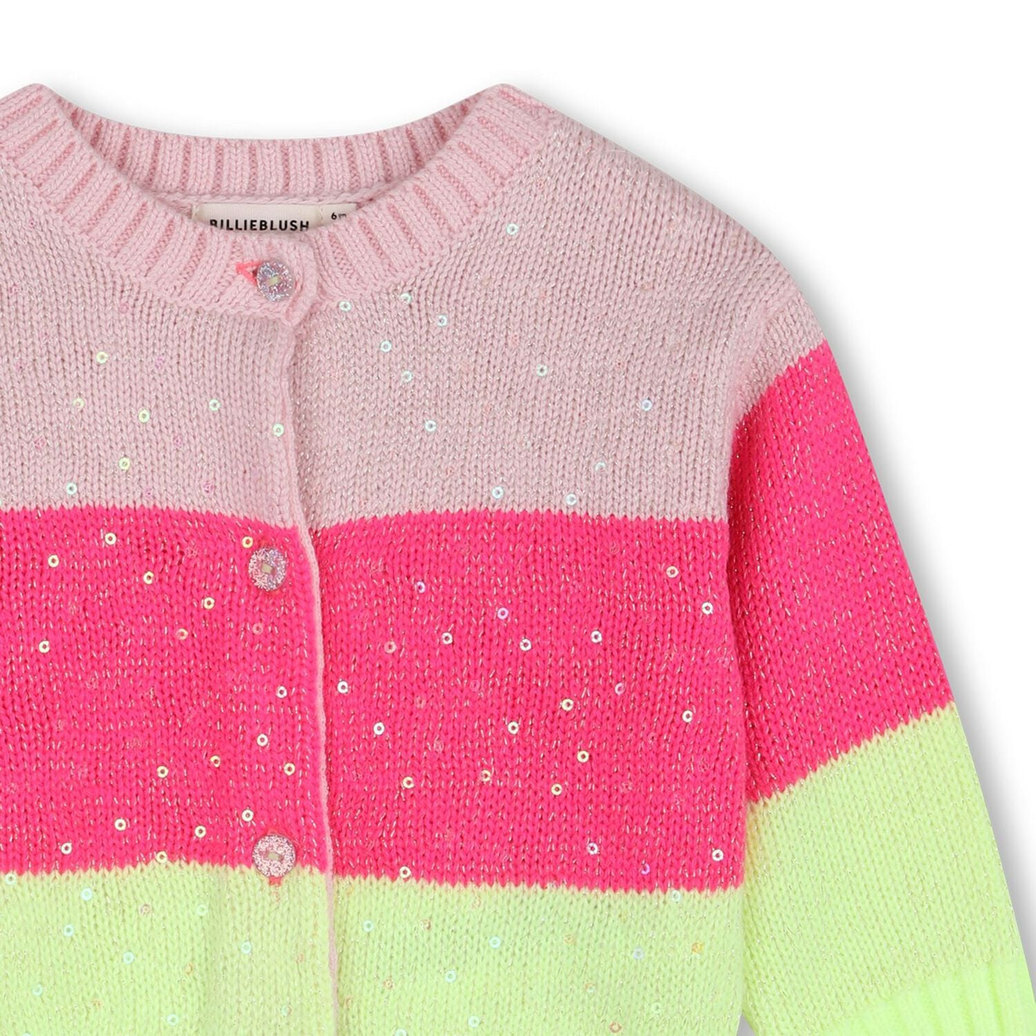 Younger Girls Pink Sequin Knitted Cardigan, 1, hi-res