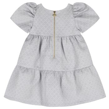 Girls Grey Jacquard Tiered Dress