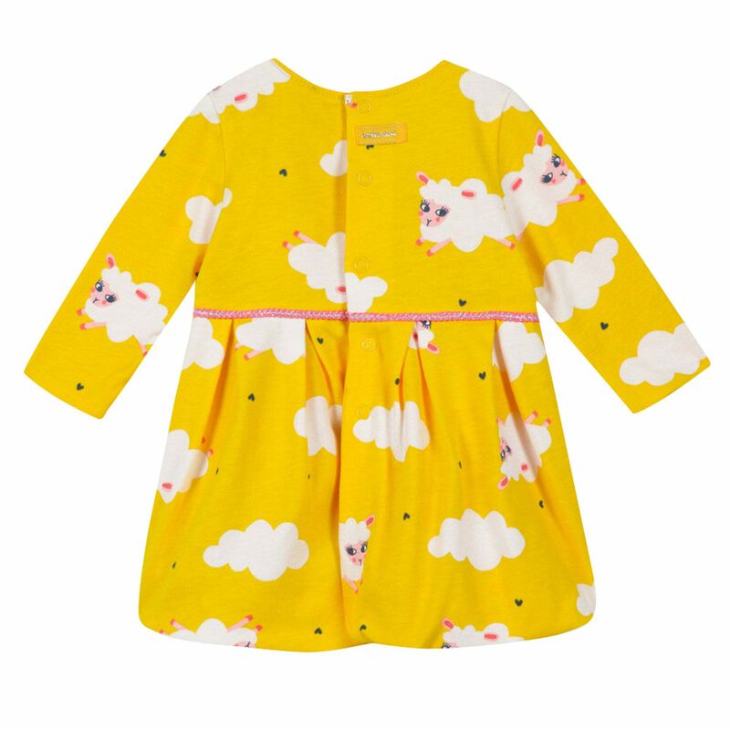 فستان مطبع باللون الاصفر للبنات, 1, hi-res image number null