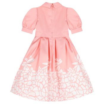 Girls Pink Mikado Floral Dress