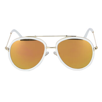 Girls White Aviator Sunglasses