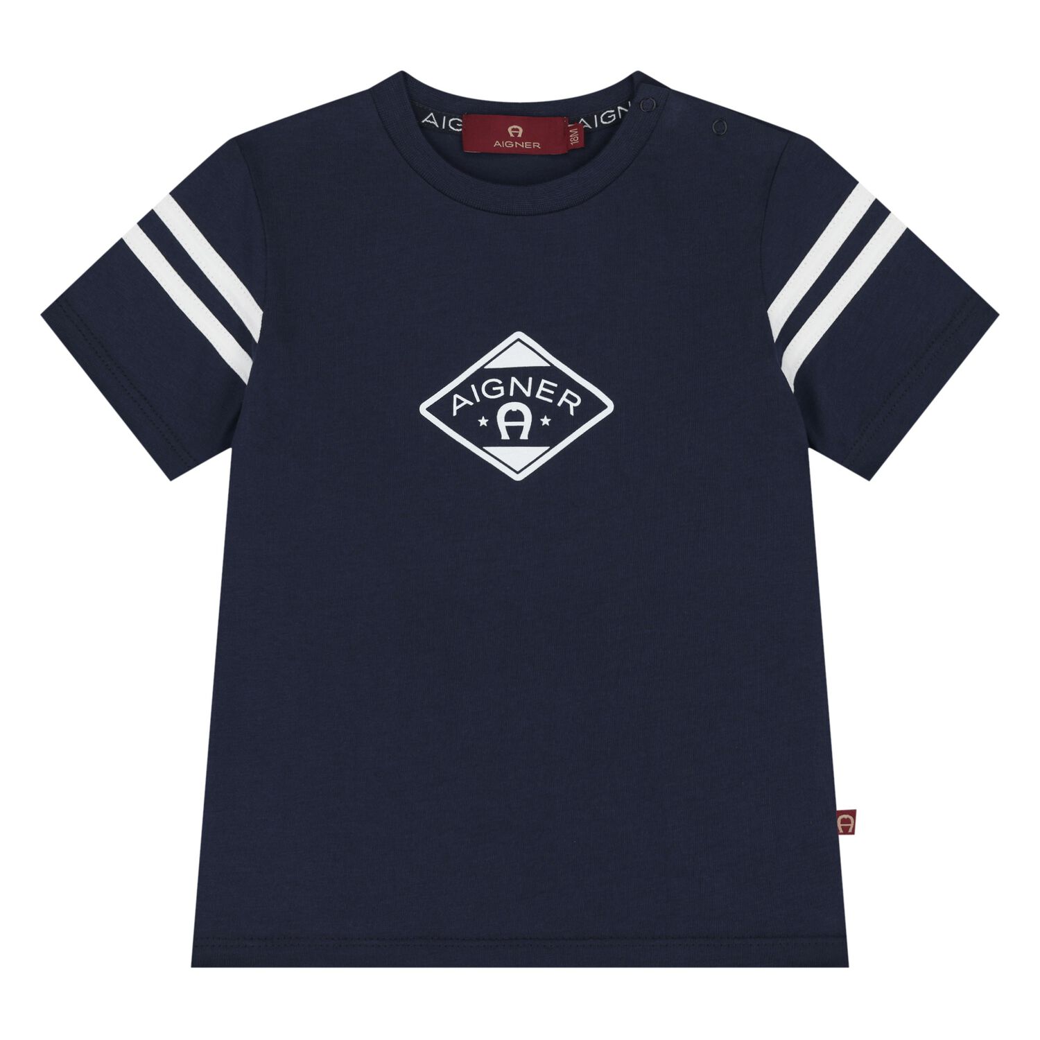 Younger Boys Navy Blue Logo T-Shirt , 3, hi-res
