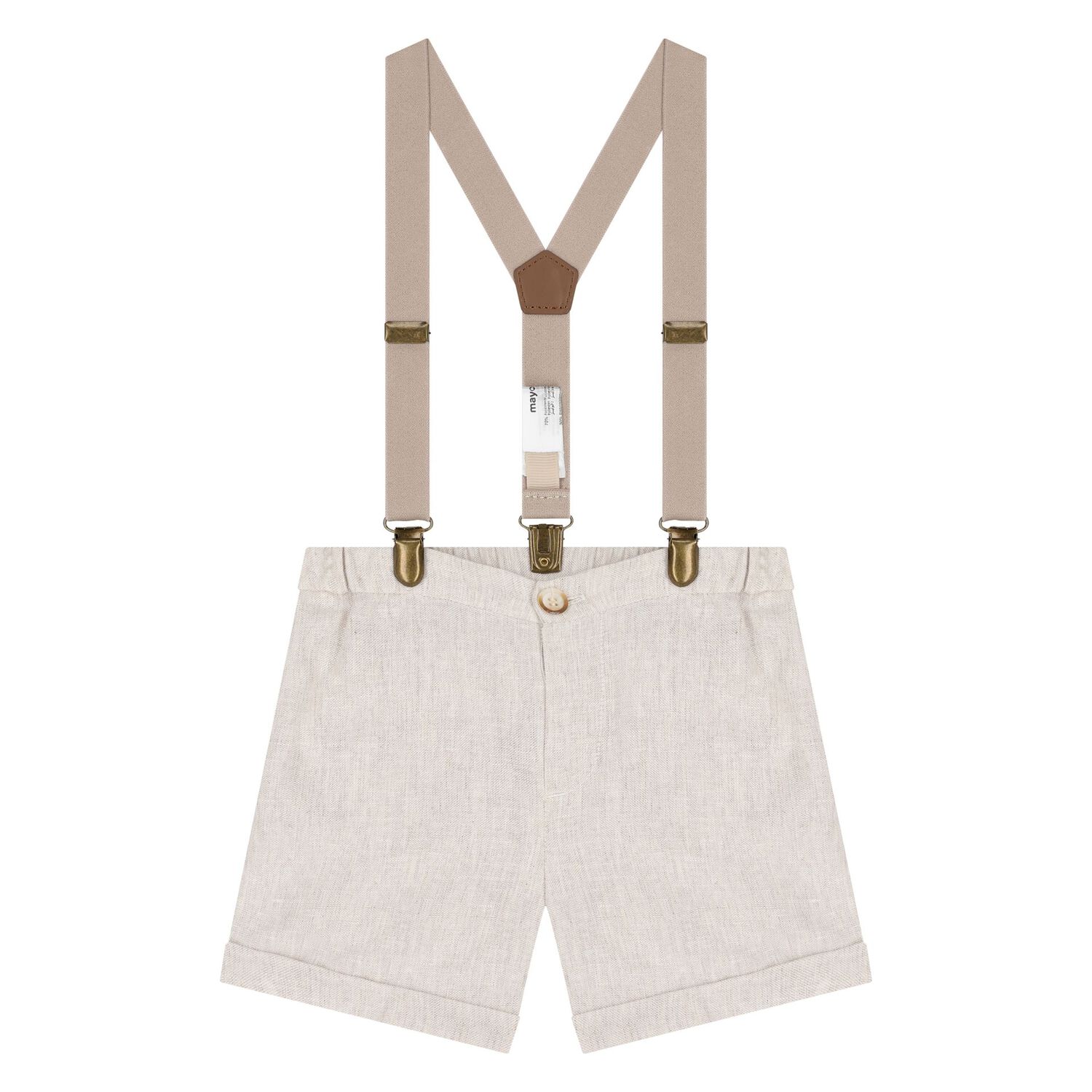 Baby Boys Beige & White Shorts Set, 1, hi-res