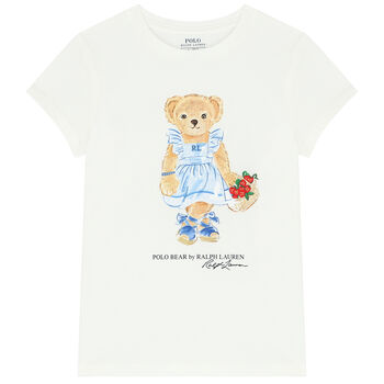 Girls White Polo Bear T-Shirt
