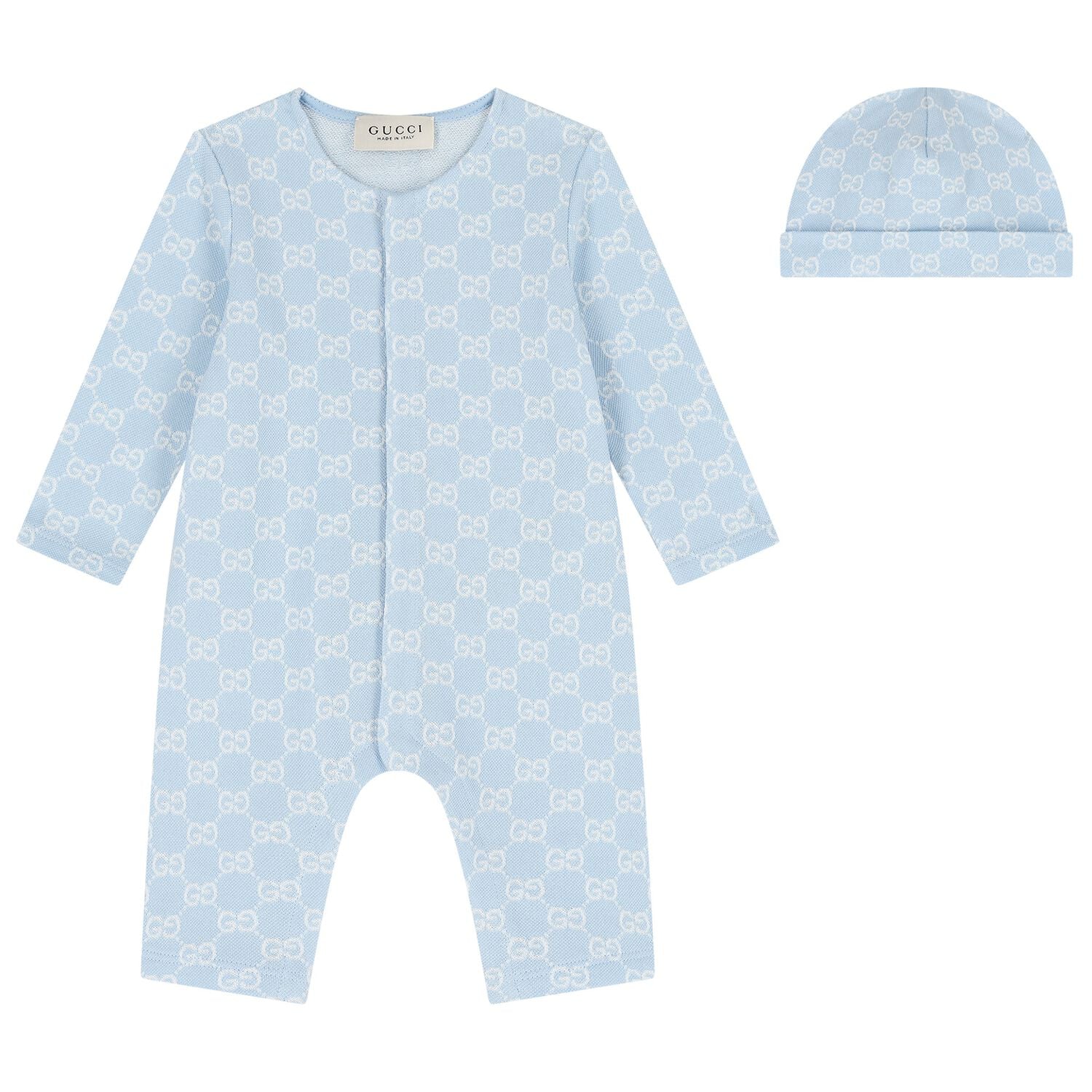 Baby Boys Blue GG Logo Romper Gift Set, 1, hi-res