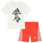 Ivory & Red Mickey Mouse Logo Shorts Set, 2, hi-res