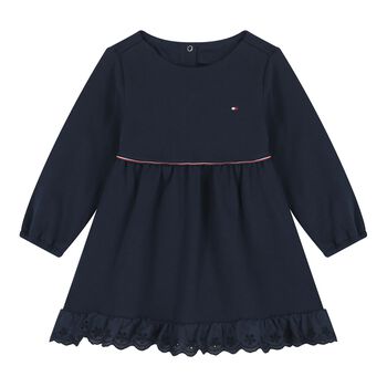 Baby Girls Navy Blue Logo Dress