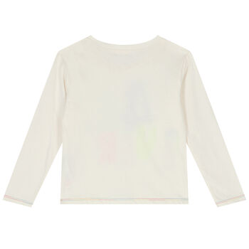 Girls Ivory Embellished Sequin Long Sleeve Top