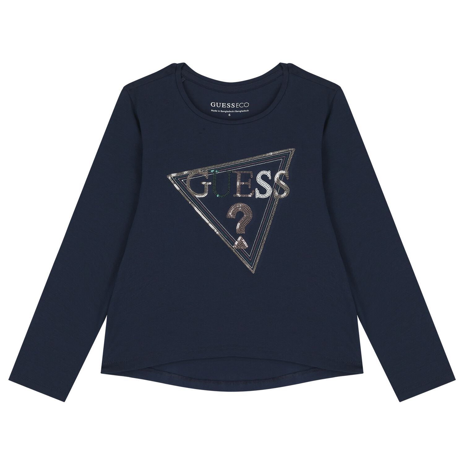 Girls Navy Blue Logo Long Sleeve Top, 4, hi-res