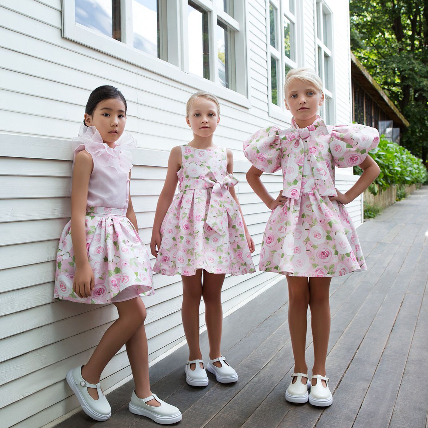 Girls Pink Rose Satin Dress, 1, hi-res image number null