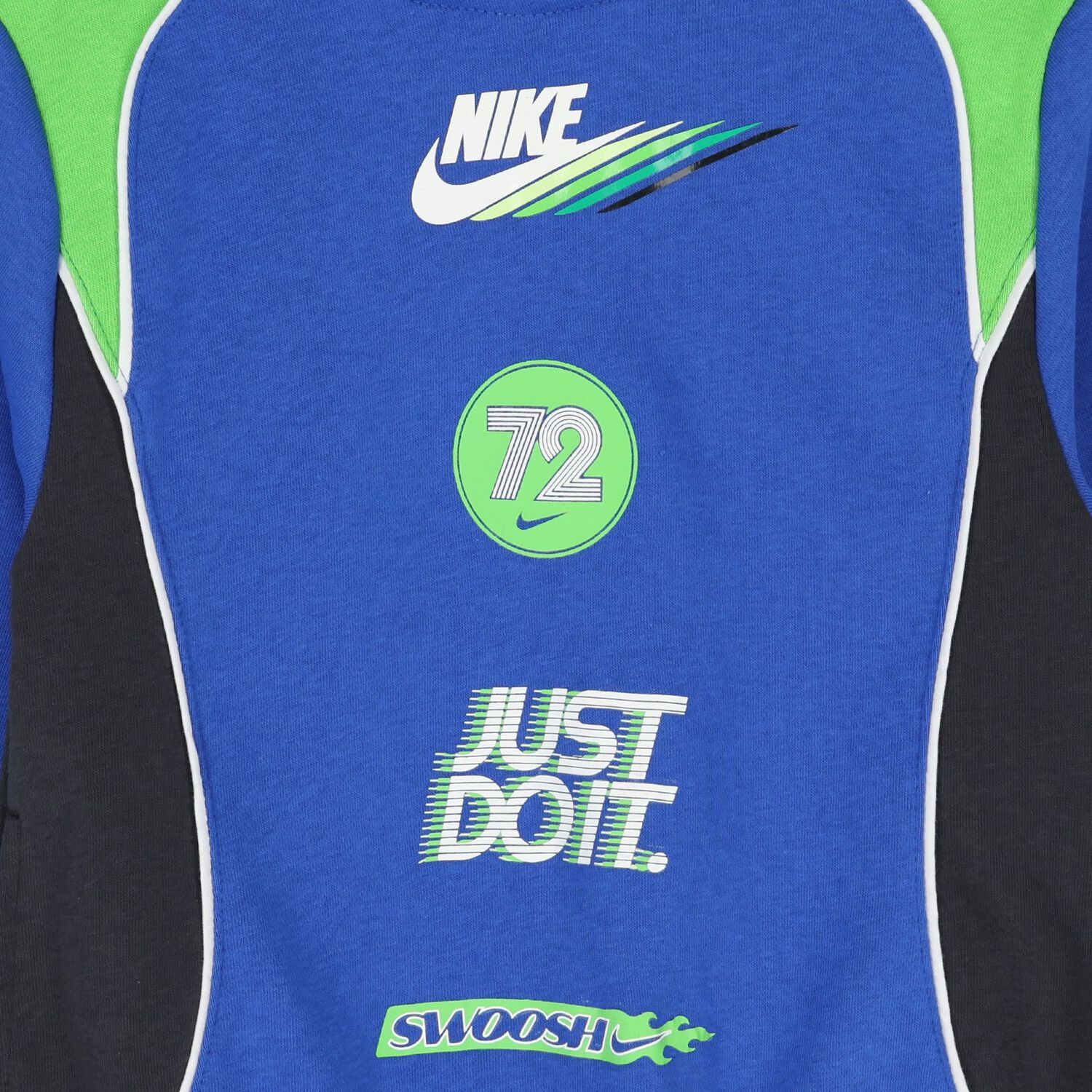 Boys Blue & Green Logo Hooded Top, 1, hi-res