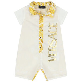 Ivory & Gold Barrocco Logo Romper