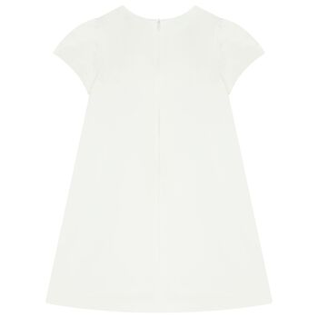 Girls White Bow Diamante Dress