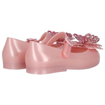 Younger Girls Pink Butterly Jelly Shoes