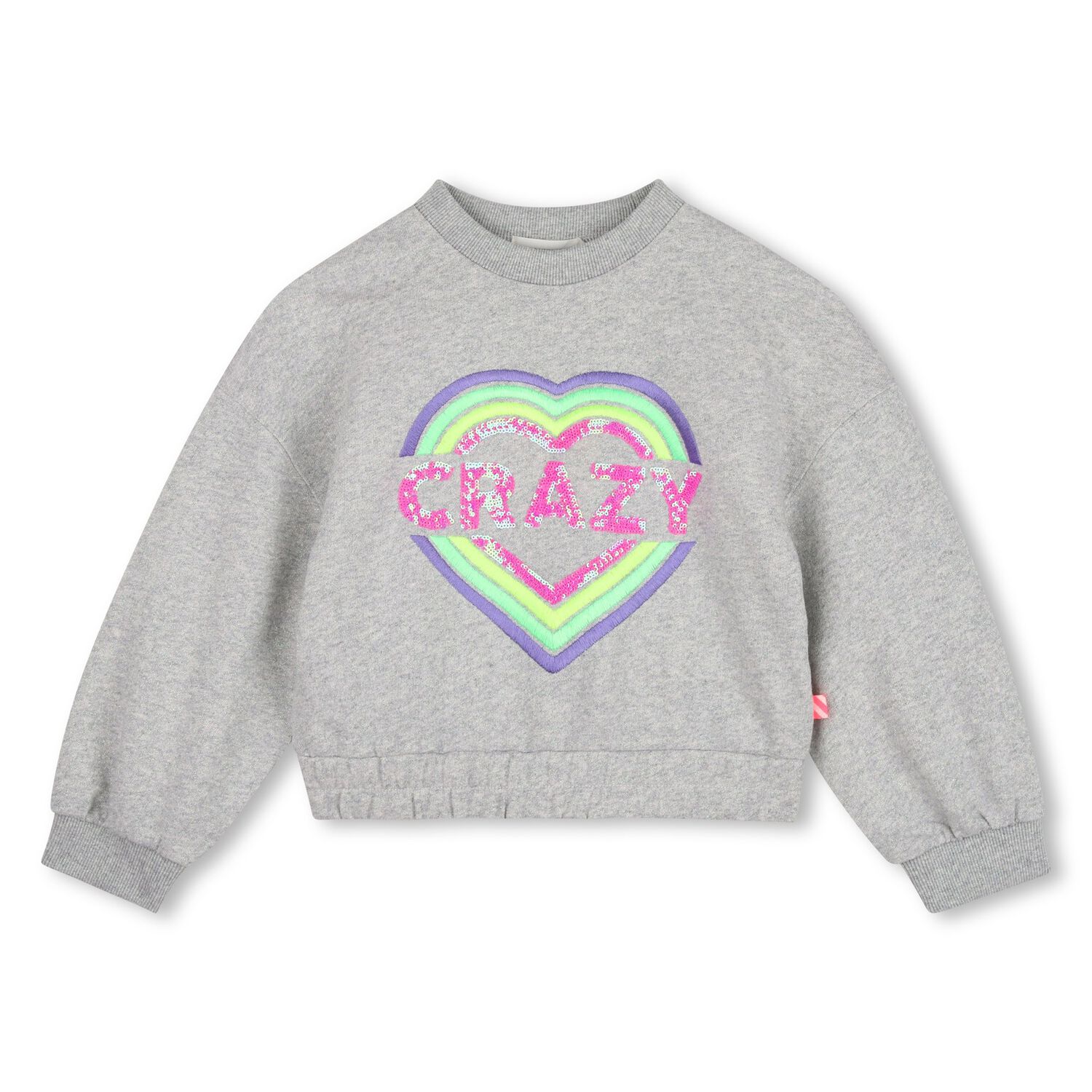 Girls Grey Embroidered Heart Swearshirt, 1, hi-res