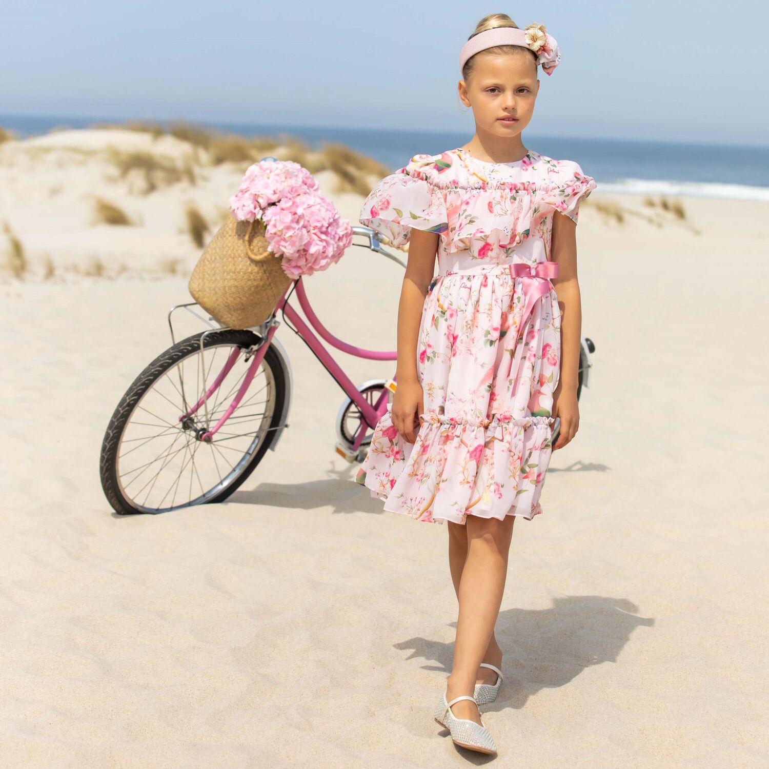 patachou pink floral chiffon dress Patachou Girls Pink Floral Chiffon Dress