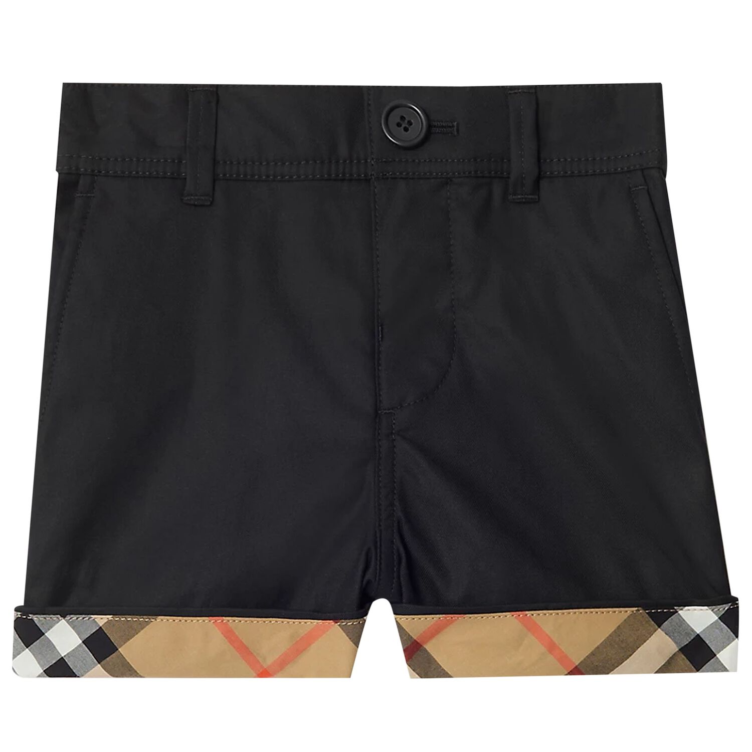 Baby Boys Black & Beige Check Shorts, 1, hi-res