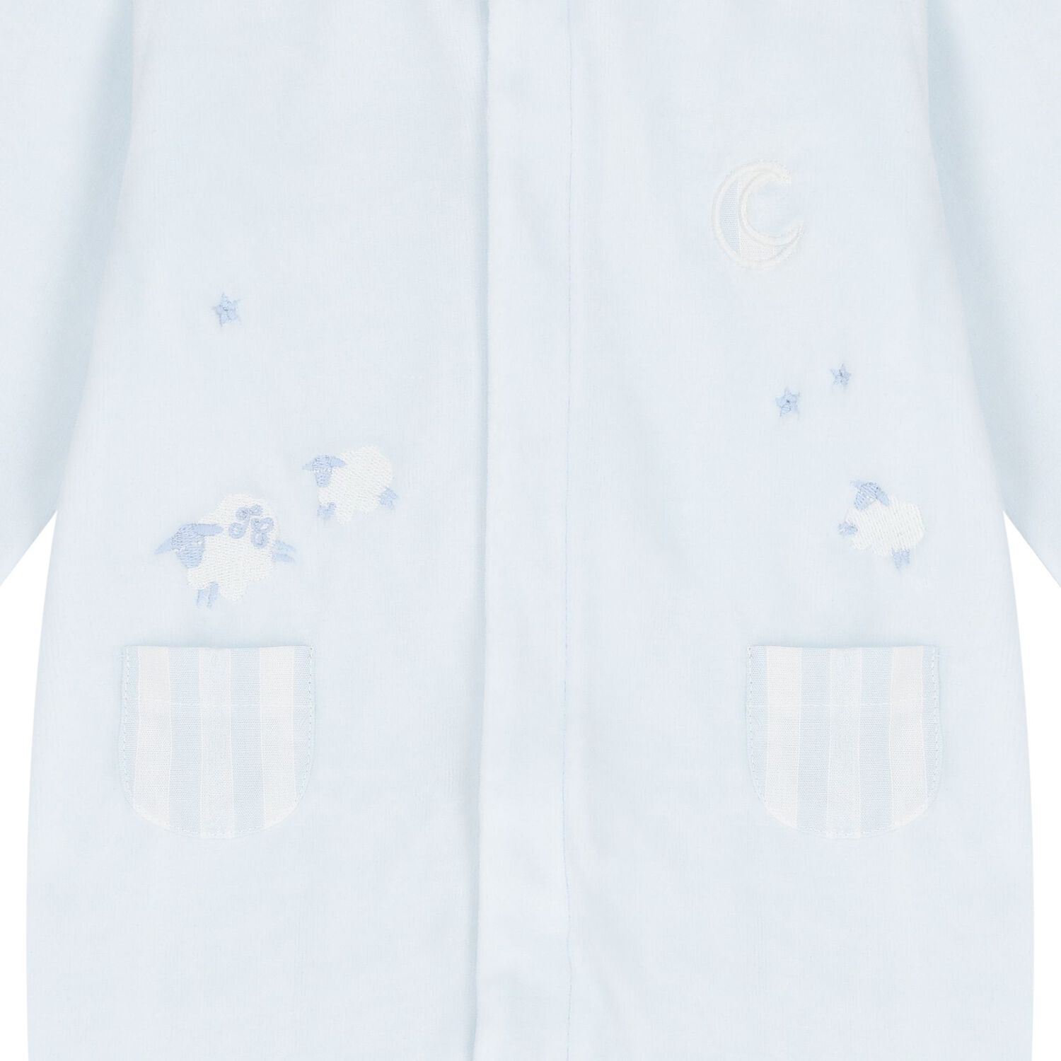 Blue Velour Sheep Babygrow, 3, hi-res