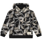 توب هودي بالشعار باللون الأسود للأولاد, 1, hi-res