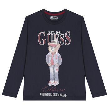 Guess Boys Navy Blue Logo T-Shirt, 1 Boys Navy Blue Logo T-Shirt