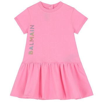 Younger Girls Pink Logo Dress
