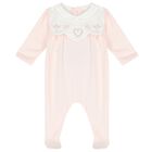 Baby Girls Pink Cotton Babygrow & Hat Set, 1, hi-res