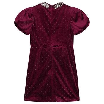 Girls Burgundy Velvet Mini Dress
